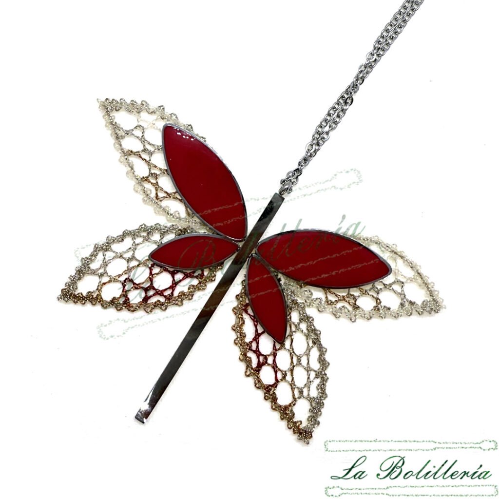 Collar Libélula - La Bolillería - Tu Lugar par el Arte de Los Bolillos