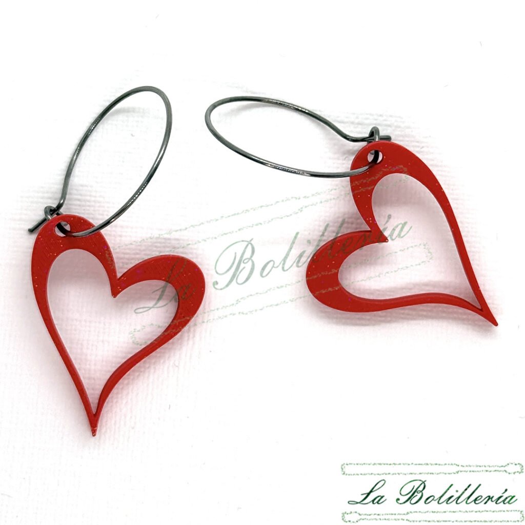 Pendientes Cuore Rojo - La Bolillería - Tu Lugar par el Arte de Los Bolillos